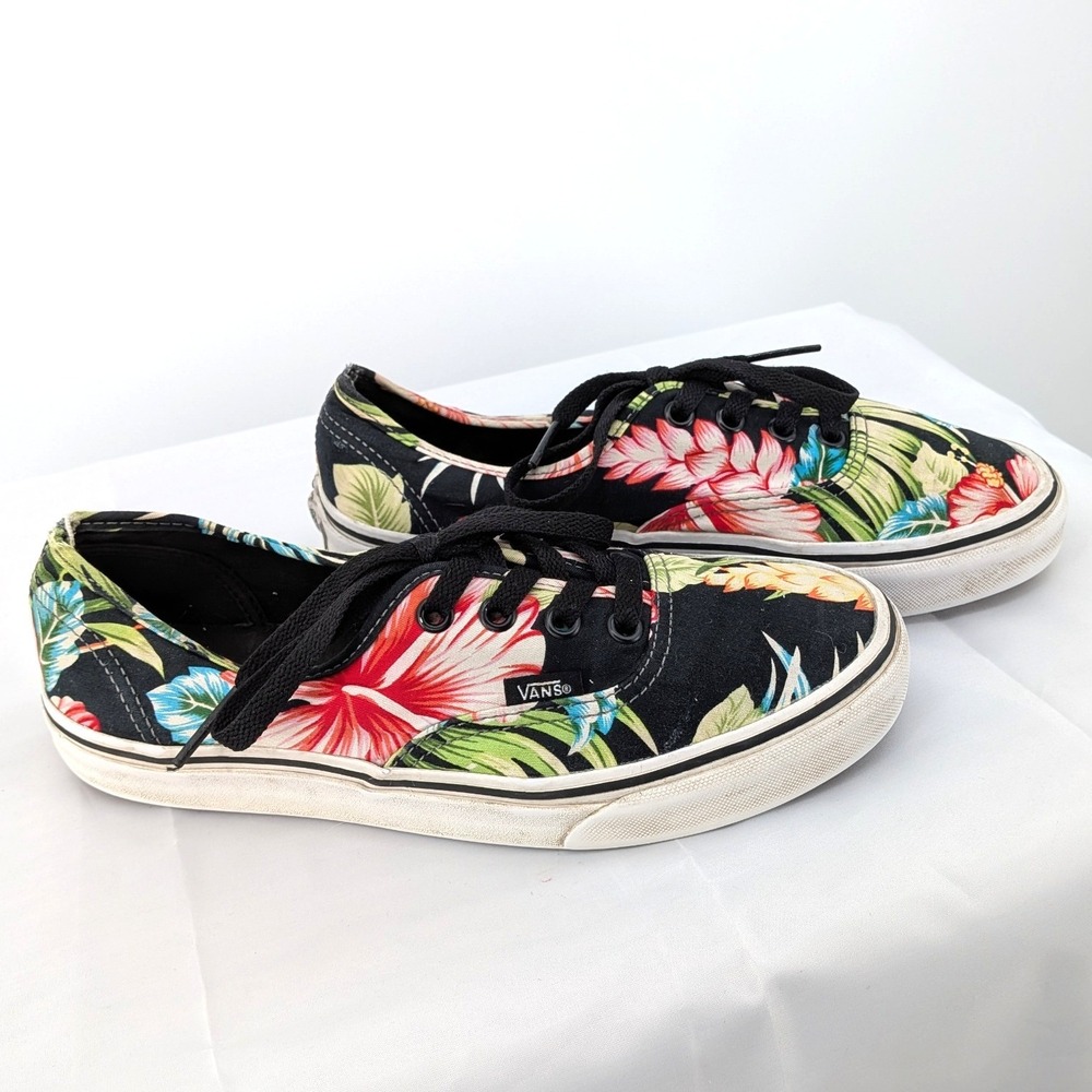 Tropical Floral Vans Lace Up Sneakers Casual Skate‎ Shoes Womens 7.5